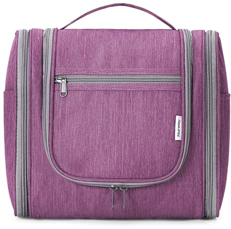 Narwey Groß Kulturbeutel Damen & Herren - Kulturtasche Zum Aufhängen, Kinder Kosmetiktasche - Waschtasche für Frauen & Mädchen (Lila (Groß))