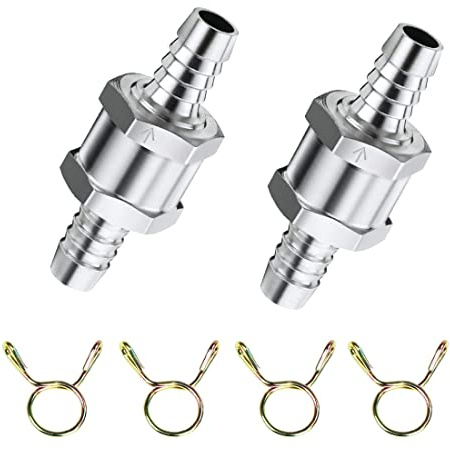 Rückschlagventil Aluminium für Kraftstoff & Wasser – Ventil mit Rückflussstopp, 6mm 8mm 10mm 12mm, inkl. 4 Federklammern für Benzin, Diesel, Pflanzenöl & Abwasser, 2 Stück