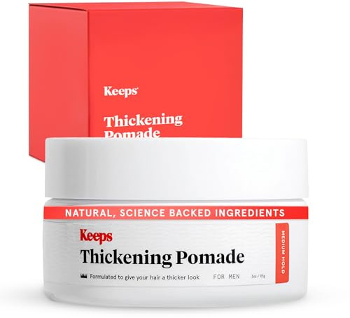 Keeps Matte Thickening Hair Pomade for Men - All-Day Medium Hold Styling Pomade with Natural Ingredients for Visibly Thicker, Fuller Hair - Biotin, Caffeine, Green Tea & Saw Palmetto