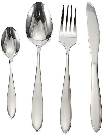 Ensembles de Couverts, 24 Pièces de Couverts de Table en Acier Inoxydable pour 8 Personnes, y Compris Couteau/Fourchette/Cuillère/Cuillère à Café, Poli Miroir, Lavable au Lave-Vaisselle