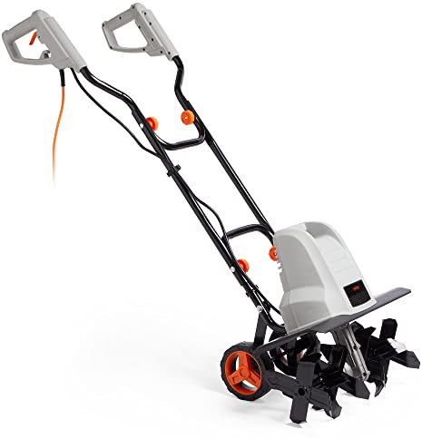 VonHaus Electric Tiller 1500W – Garden Soil Cultivator/Rotavator – 400RPM No Load Speed, 6 Steel Blades, 450mm Working Width – H Bicycle Handle, Electronic Brake, 2 Foldable Wheels, Collapsible Handle