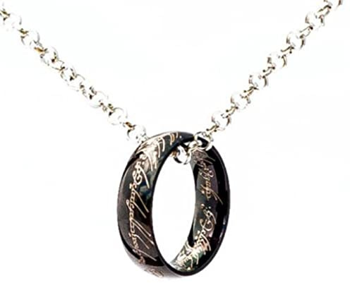 Collar único anillo del poder elfico inspirado en la saga señor de los anillos gadgets accesorios hobbit color negro elegante estuche negro idea regalo magia fantasía cosplay