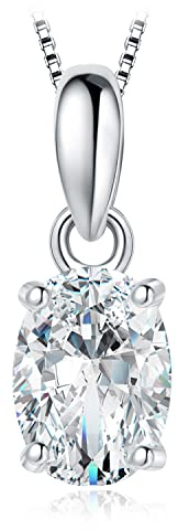 JewelryPalace Oval 1ct 2ct Zirkonia Kette Anhänger, Simulierter Diamant Braut Schmuck Set, Halskette Damen Silber 925 Collier Damen mit Stein, Schmuck Mädchen Frauen Rosegold Gold 45CM
