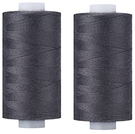 Simthread Sytråd quiltgarn, prisvärt universalgarn, 2 blygrå – 400 yards/spole, polyester 100 %