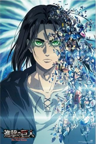 empireposter Attack on Titan - Eren Yeager - Poster Druck Plakat - 61x91,5 cm + 2 St Posterleisten Kunststoff 62 cm transparent