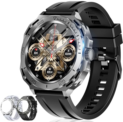 Xeletu Smartwatch Herren, DIY Smart Watch mit Telefonfunktion/2 Uhrenarmbänder, 110+Sportmodi IP68 Wasserdicht Sportuhr, Fitnessuhr mit Schlafmonitor Schrittzähler, Uhr für Android iOS (NX18)