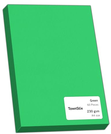 60 Stück 230g - A4 Tonkarton Grün, Tonpapier Karton Bastelkarton Fotokarton | Bastelpapier Grüne Pappe