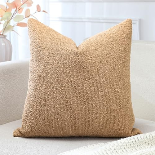 Artscope 1er Set Boucle-Kissenbezügen Einfarbig Wurfkissenbezug Moderne Dekokissen Kissenhülle Set Kissen Fall für Sofa Auto Schlafzimmer Zuhause Dekor 45x45cm, Braun
