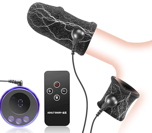 PQKuss Estim Penisringe Elektro Schock 2 Stück Cockring Reizstromgeräte Elektrostimulation SM Sexspielzeug für Männer Paare Bondage Set mit Host und Penis Elektroden Ring