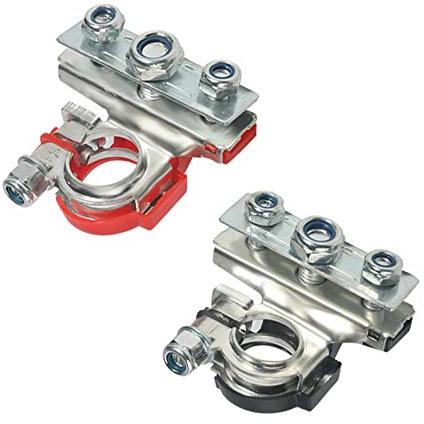 Flaconi 2 Pezzi Morsetti Batteria Auto,Connettori di Batteria Positivo e Negativo,con Bullone M8,Accessori per Autos,Adatti per Una Varietà di Motocicli,Auto,Camion,Barche,ATV,Caravan,Camper,ecc