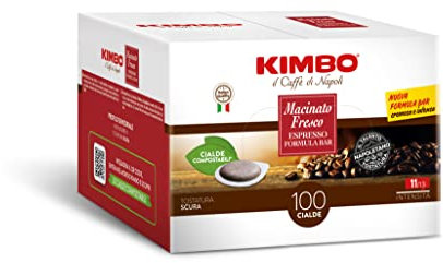 Kimbo Cialde Caffè - 200 Cialde Compostabili ESE - Miscela Macinato Fresco, Forte e Corposo, Intensità 11/13, Tostatura Scura - 2 Confezioni da 100 Cialde