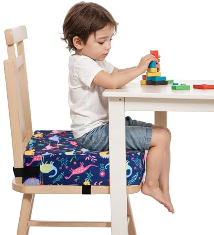 Sitzerhöhung Stuhl, Rutschfeste Kinder Boostersitz für Esstisch, Sitzerhöhung Baby Tragbar Sitzkissen, Waschbar Kleinkinder Esszimmerstuhl ErhöHen Pad mit 2 Sicherheitsschnalle