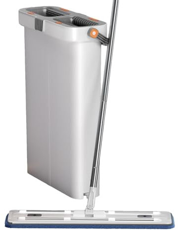 Tioheam Trapeador y Cubo para Limpieza de Pisos, Juego de Cubo para trapeador | de trapeador y Cubo para Limpieza de Pisos,Trapeadores húmedos y Secos para Limpieza de Pisos con 2 paños de Microfibra