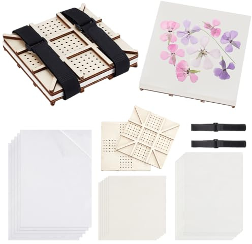 AHANDMAKER Pressemappe „Flower Art“ Inklusive Löschpapier PVC Folie Kabelbinder Schnell Blumenpresse Holz-Blattpresse zum Konservieren von Blüten und Blättern Für Pflanzen Zubehör 5 (13cm)
