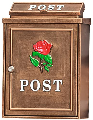Cassetta delle lettere da parete con motivo a rose, facile installazione, in bronzo, per pacchi postali, giornali e riviste, con accessori