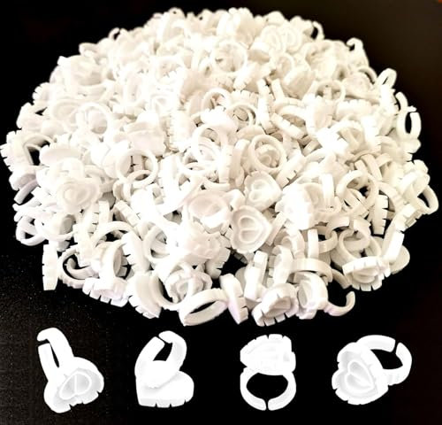 Lash Glue Holder - 100pcs Glue Ring Cups,Lash Glue Rings,Glue Rings for Eyelash Extensions,Glue Holder Rings for Eyelash Extensions,Disposable Volume Lashes Quick Blossom Cups (white)