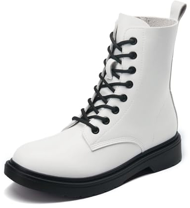 DREAM PAIRS Stivaletti alla Caviglia con Lacci da Donna Moda Casual Comodi Stivaletti Donna,Size 37,Bianco,DWUMAB2539