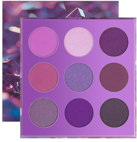 Docolor 9 Colours Deep Purple Eyeshadow Palette Shadow Palette Highly Pigmented Mattes Shimmers Nature Smokey Glitter Cream Colorful Powder Waterproof Makeup Palette-Space