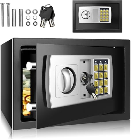8.5L Digital Safe Box, Safe Boxes for Home Use, Cabinet Security safe with 2 Keys, Electronic Digital Steel Safes for Home Office Hotel Business Money Document Jewelry Passport, 31 x 20 x 20 cm, Black