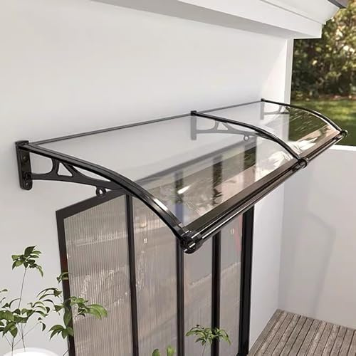 Marquise De Porte D’Entrée Moderne, Auvent De Véranda Extérieur, Auvent De Porte D'entrée En Polycarbonate Transparent Avec Évier De Guidage, Pour Maison, Balcon, Garage, Fenêtre, Terrasse(W60xL100cm/