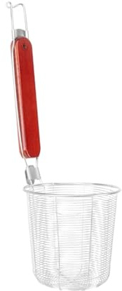 STOBAZA Colador De Acero Inoxidable Mango De Madera Cesta Para Pasta y Colador Para Dumplings Adecuado Para Cocinar Fideos y Pasta Malla De Alambre Para Escurrir Alimentos