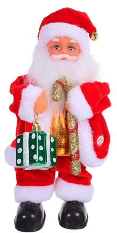 Supvox Elektrische Weihnachtsmann Puppe mit Musik Beweglicher Nikolaus für Festliche Deko für Tisch Regal Büro und Party Sicheres Material als und Weihnachtsdekoration