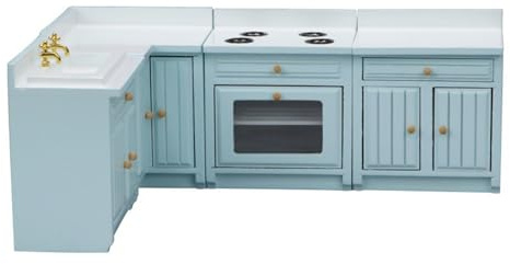 Rdxanc 1/12 Puppenhäuser Miniatur Küchenschrank Set mit Kochherd Küche Haut Puppenhäuser Möbel für realistisches Spielen