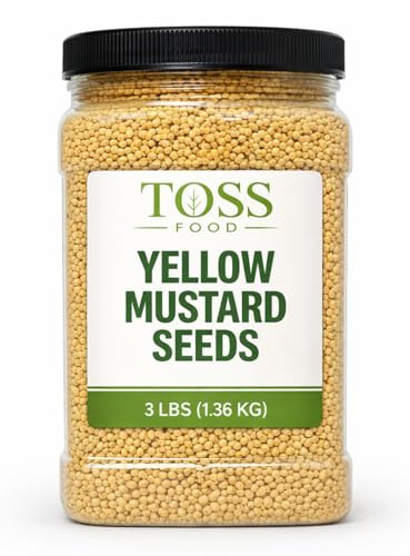TOSS FOOD Yellow Mustard Seeds 3 lb (1.36 kg) – Whole Yellow Mustard Seed Bulk For Pickling, Sauces, Curries & Homemade Mustard