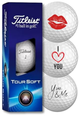 Titleist Tour Soft I Love You - Pelotas de golf para enamorados (3 unidades)