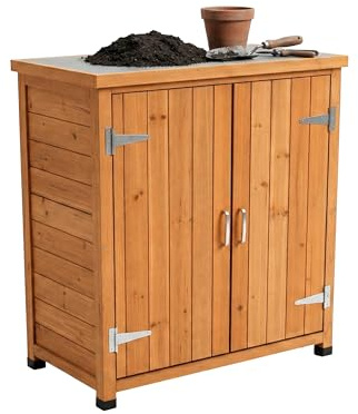 Relaxdays Pflanztisch mit Unterschrank, Holz, verzinkte Arbeitsplatte, HxBxT: 90 x 75 x 40 cm, Gartenschrank, Farbwahl | verzinkte Arbeitsplatte, HxBxT: 90 x 75 x 40 cm, Gartenschrank