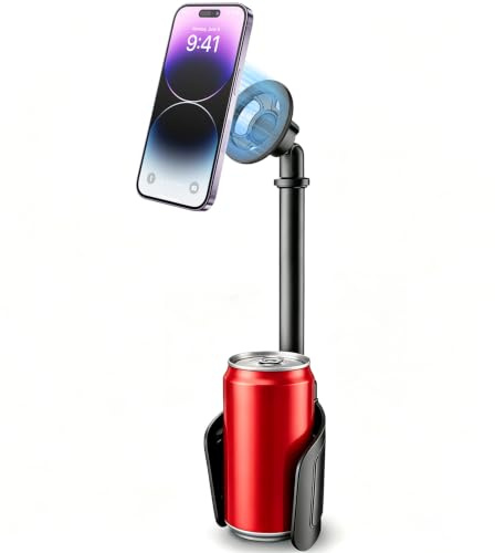 LenTok Magnetic Cup Holder Phone Mount for Car, 2 in 1 One-Hand Operation