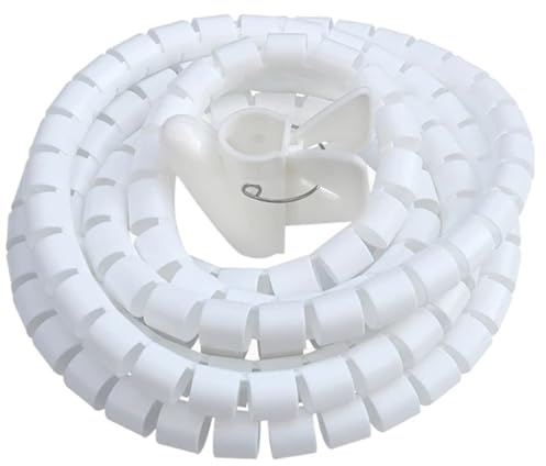 GRASAKY 1,5 metri di avvolgicavo a spirale for la gestione dei cavi, organizer for cavi, fascette di fissaggio for la conservazione dei fili proteggere la manica(White,ID 10mm)