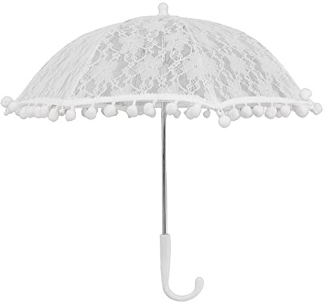 Stylebest Vitt Spetsparaply Vintage Parasoll för Bröllopsfotografering Rekvisita Vacker Design Stål och Spetsmaterial Perfekt för Bruddanspresenter (51322-G)