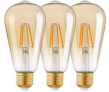 EGLO LED E27 Leuchtmittel, Glühbirne, Lampe aus Glas in Amber, Glühlampe warmweiß, 2200 K, 360 Lumen