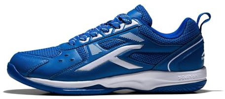 Hundred Raze Non-Marking Professional Badminton Shoes for Men (Blue/White, Size: EU 45/UK 11/US 12) | Material:Polyester,Sole:Rubber | Suitable for Indoor Tennis/Squash/TableTennis/Basketball & Padel