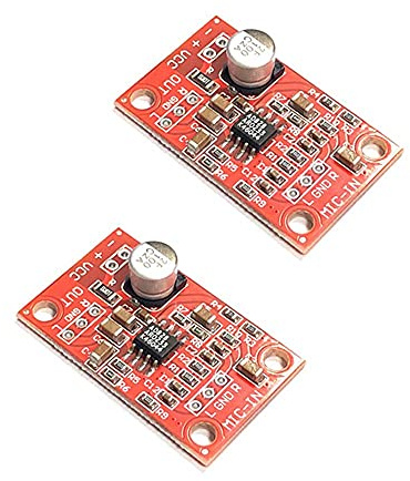 RAKSTORE 2Pcs AD828 Stereo Dynamic Microphone Preamplifier Board MIC Preamp Module DC 3.7V-15V