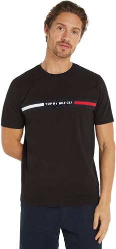 Tommy Hilfiger Uomo T-Shirt Maniche Corte Scollo Rotondo, Nero (Black), L
