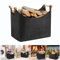 Felt Firewood Basket with Wooden Handle, Extra Thick Firewood Bag for Indoor Outdoor Fireplace, Felt Firewood Basket Bag Foldable Felt Basket for Wood, Newspaper, Firewood or Shopping(XL)