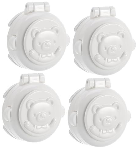 BESTonZON 4 Stück Schutzkappe Gerätetasten-Sicherheitsschloss drücken Automobil gehörschutz kinder kinderschutz Zubehör für Haushaltsgeräte Waschmaschine Knopf Sicherheitsschloss Abs Weiß