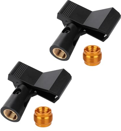 2stk Mikrofon Clips, Verstellbarer Mikrofon Clip Halter Mikrofon Klemme Mikrofon Halterung Klemme mit Schraubadapter für Kabellose und Kabelgebundene Mikrofone