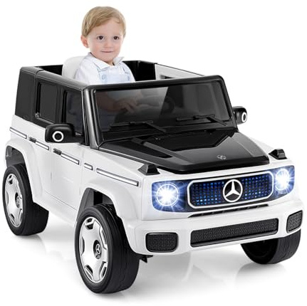 DREAMADE Elektroauto für Kinder, 12V Mercedes-Benz EQG Kinderauto mit 2,4G Fernbedienung, Elektrofahrzeug mit Lichter, Musik & USB, Elektrisches Auto für Kinder ab 3 Jahre (Weiß)