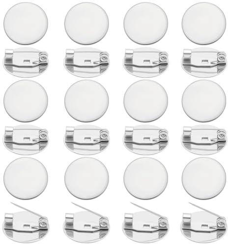 UNICRAFTALE 40 st platt brosch basplatta brickor 15 mm rostfritt stål broscher spännen stift tillbaka metall säkerhetsnål disk bas brosch inställningar för hantverk emblem corsage smycken tillverkning