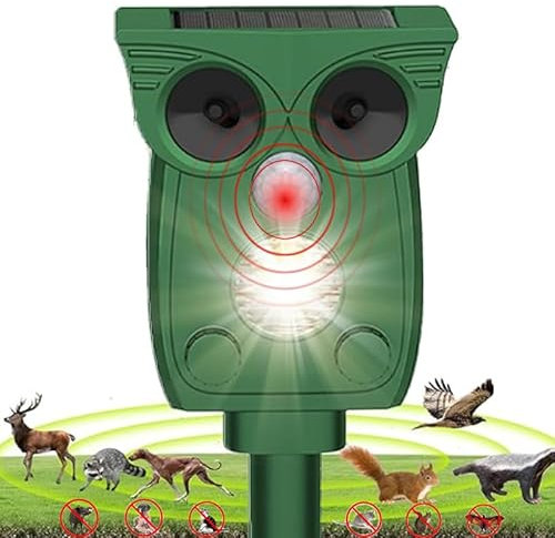 Cat Repellent for Gardens UK, Solar Ultrasonic Pest Repeller, Pigeon Deterrent, Cat Scarers, Fox Deterrents for Gardens UK, IP54 Waterproof, LED Flashlight & PLR Sensor, Bird Scarers