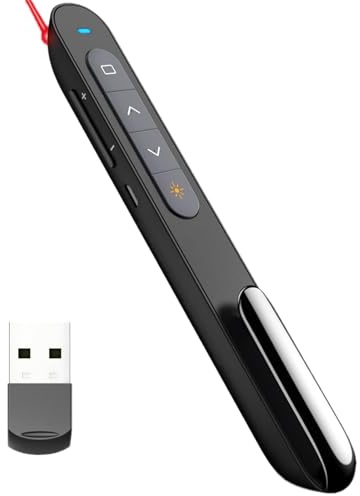 Presentation Clicker Pointer, PowerPoint Presentation Remotes, Hyperlink Volume Wireless Presenter Pointer, 2.4GHz USB Advancer PPT Clicker for Computer/PC/Google Laptop Mac Office Classroom Meeting