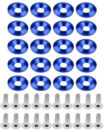Tbest Kit di Rondella per Paraurti in Alluminio 20pcs di Alta qualità Billet CNC ANODIZZA UNIVERSAL FIT per i Paraurti Purni Fari Farme di Licenza Trunk Piatti di Licenza Giove Vesti a (BLUE)