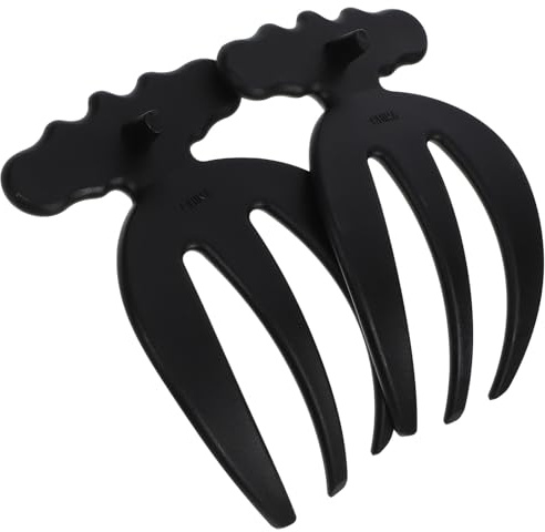 BESPORTBLE Set 2 Forchette per Insalata in Plastica Nera Forchetta per Mescolare a Tre Punte Manico Larghezza per Presa Confortevole Forchetta Piccola per Servire e Degustare Insalate