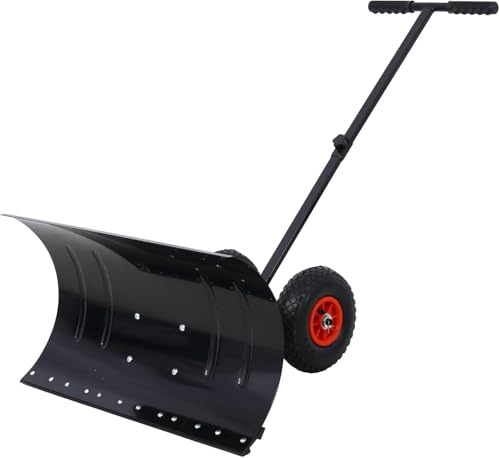Schneeschaufel mit Rädern, verstellbarem Winkel- und Höhengriff, Einfahrtsweg, ergonomisches Design, einfache Montage(A (75-43cm))