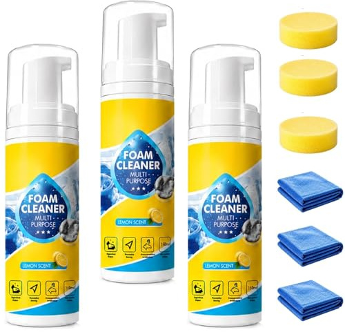 4-i-1 Multi-Enzym Skumrengöring Sköljfritt Djupgående Fläckborttagningsmedel för Bilinteriör Köksfett och Badrumskakel 100ml Skumrengörare Allroundspray(3pcs)