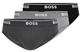 BOSS Hugo Men's Brief 3p Co/el 10146061 01, Charcoal/Black/Dark Grey, Medium