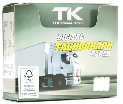 12 Stk. zertifizierte Tachorollen – Tachographenpapier – Thermorollen-Thermopapier für sämtliche digitalen LKW-Tachographen-Fahrtenschreiber – 57-8mm – Thermal King